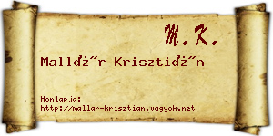 Mallár Krisztián névjegykártya